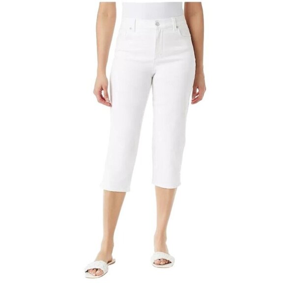 Gloria Vanderbilt Womens White Straight Leg Cut Amanda Capri Pants Sz 10 New - Picture 3 of 10